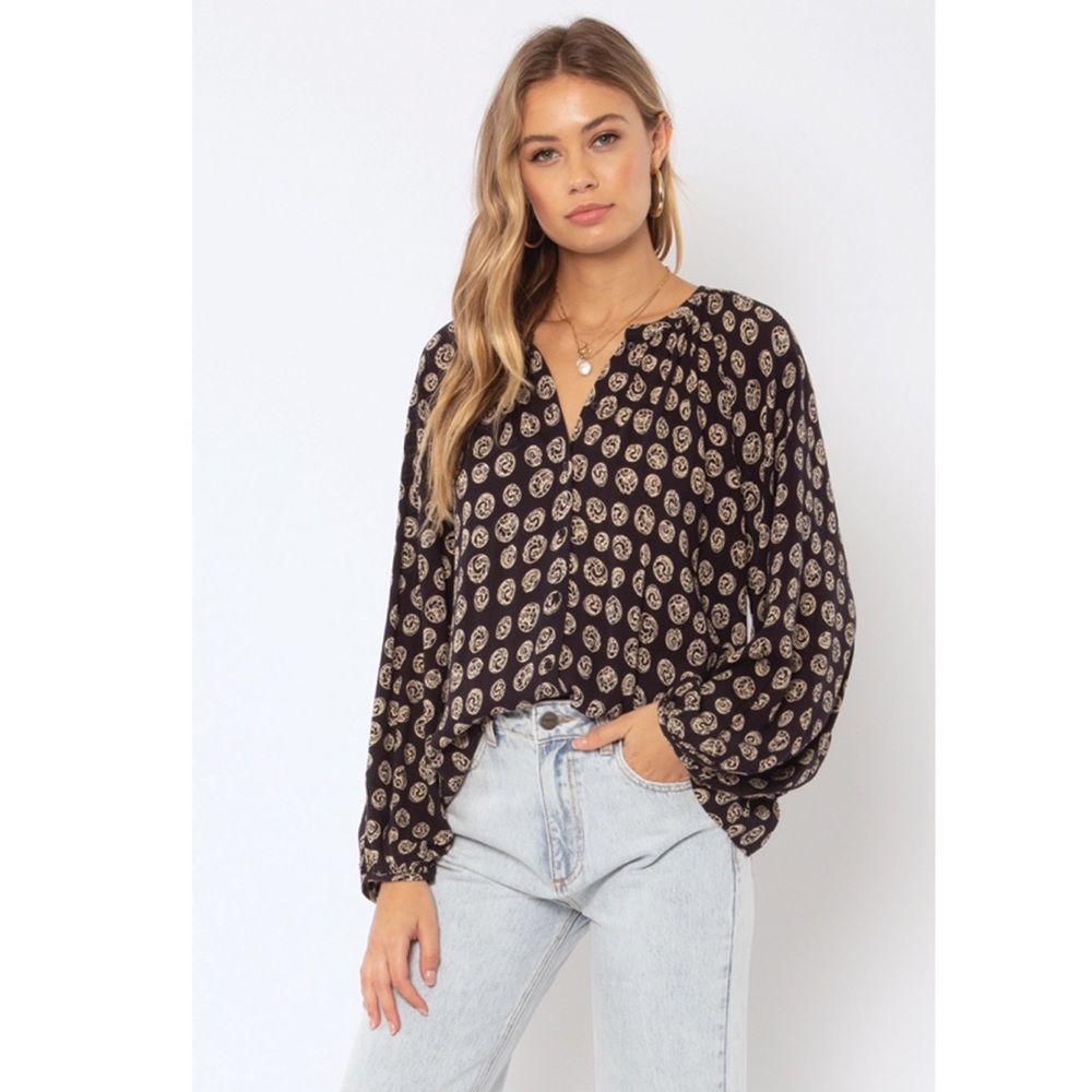 Amuse Society Charmer Woven Boho Peasant Top S